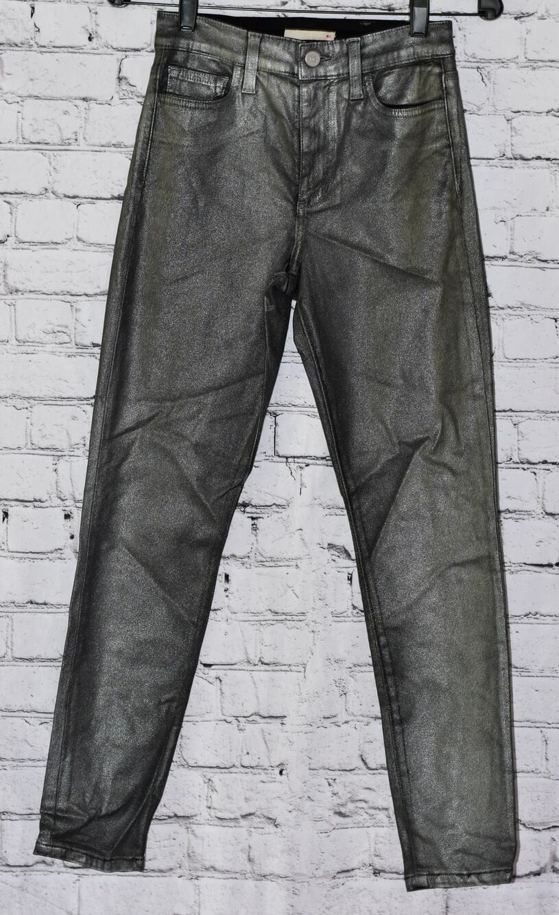Fabrizio Gianni Jeans Women Size 24 Silver Metallic Straight Skinny